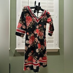 Black, white and red Embroidered Cotton Crochet Detail Tunic Blouse Top Size Med